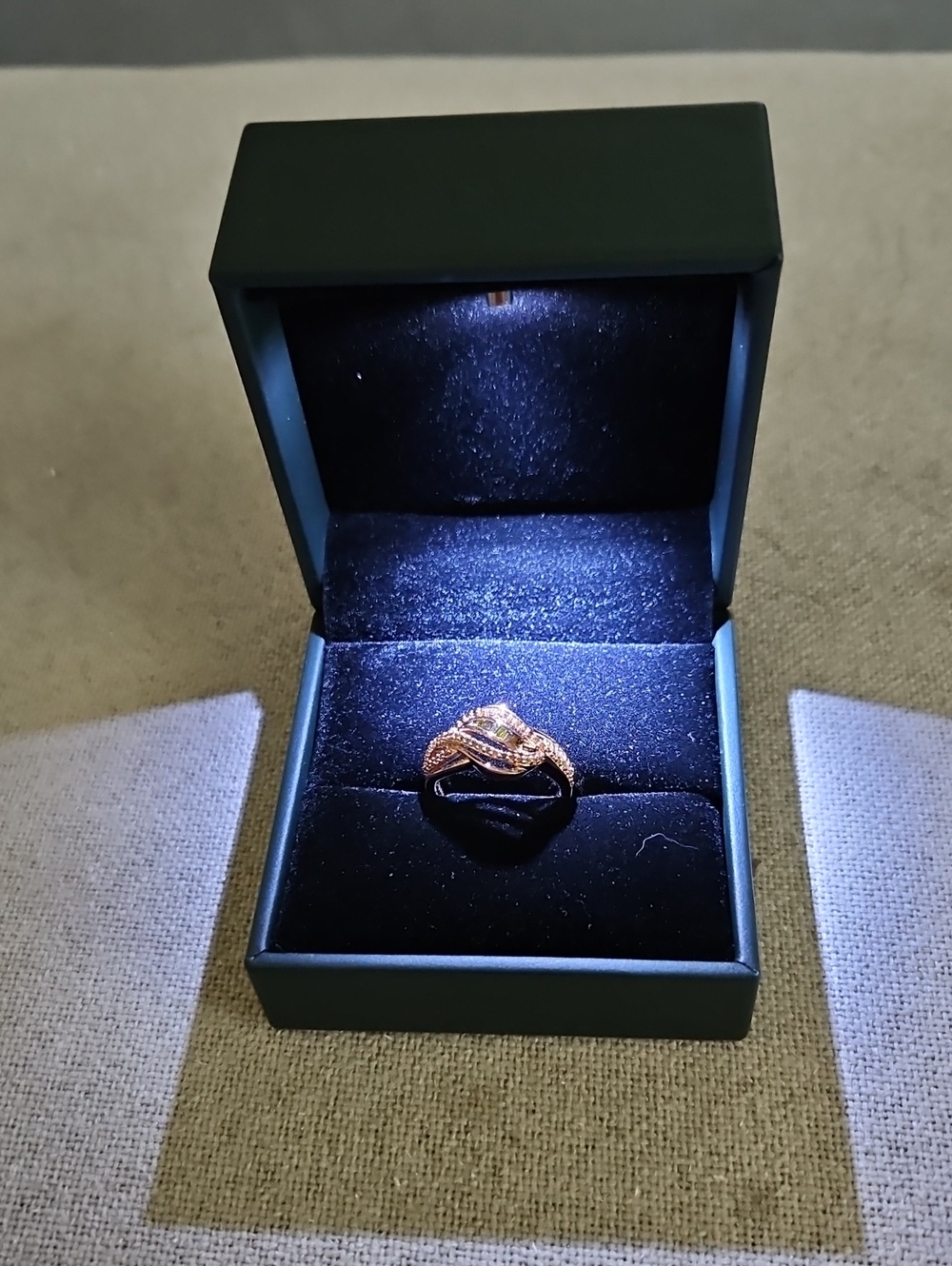 Earth Grown Red Diamonds In 18k Vermeil Rose GoldBand w/Pavé Accents 0.33 ctw